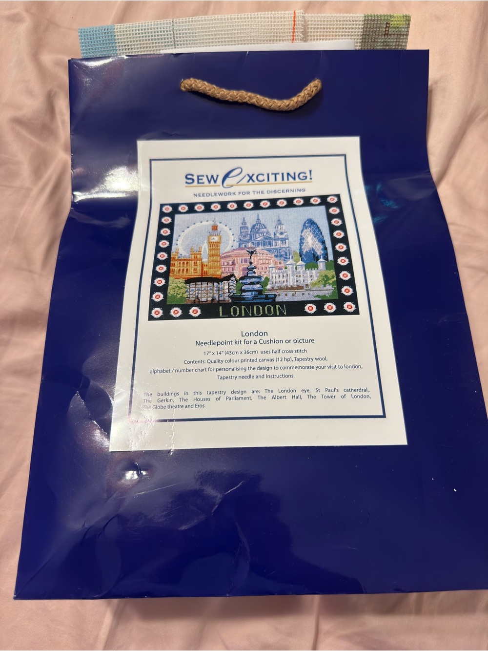 Liberty of London pillow needlepoint kit